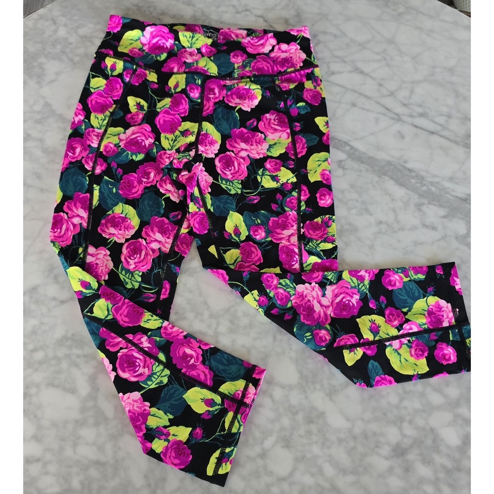 Betsey Johnson Performance Floral Leggings Capris Women's Size Small